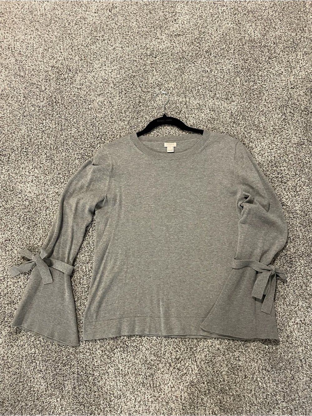J. Crew Gray Long-Sleeve Tie Cuff Knit Top